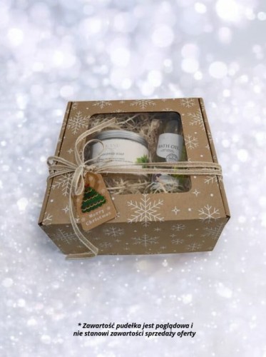 Pudełko prezentowe Eko szary papier z recyklingu z nadrukiem w śnieżynki z oknem 20x20x10 cm_Zapakuj na prezent_5.jpg