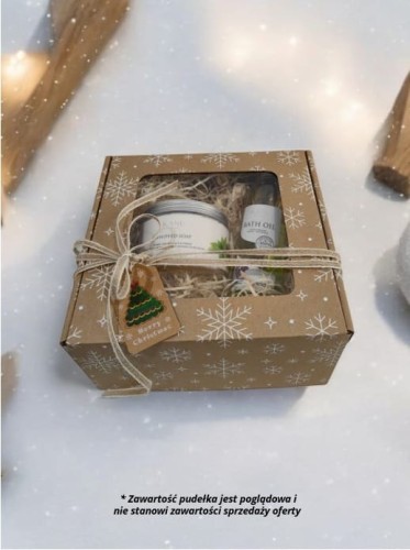 Pudełko prezentowe Eko szary papier z recyklingu z nadrukiem w śnieżynki z oknem 20x20x10 cm_Zapakuj na prezent_6.jpg