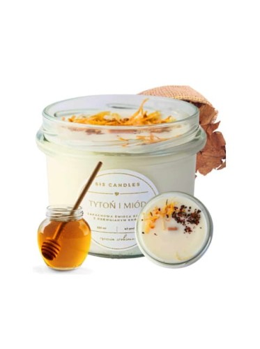 Świeca sojowa z drewnianym knotem Tytoń i Miód Sis Candles.jpg