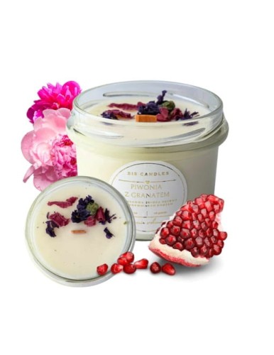 Świeca sojowa z drewnianym knotem Piwonia z granatem Sis Candles_2.jpg