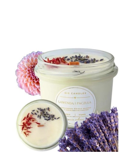 Świeca sojowa z drewnianym knotem Lawenda Paczula Sis Candles_1.jpg