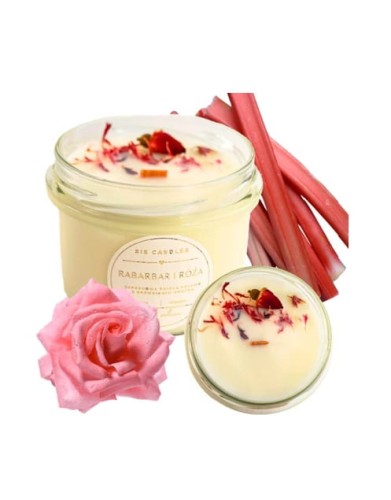 Świeca sojowa z drewnianym knotem Rabarbar i Róża Sis Candles_1.jpg