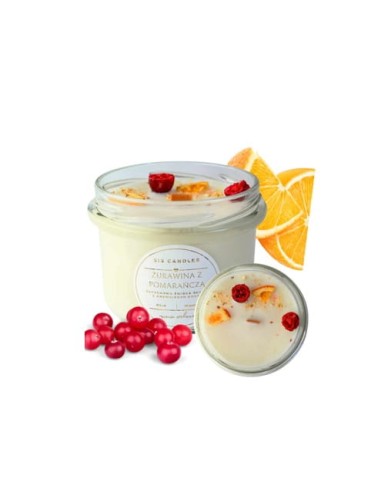 Świeca z drewnianym knotem Żurawina z pomarańczą Sis Candles_1.jpg