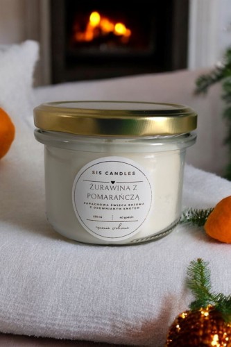 Świeca z drewnianym knotem Żurawina z pomarańczą Sis Candles_2.jpg