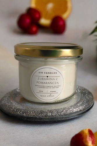 Świeca z drewnianym knotem Żurawina z pomarańczą Sis Candles_4.jpg