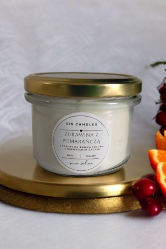 Świeca z drewnianym knotem Żurawina z pomarańczą Sis Candles_5.jpg
