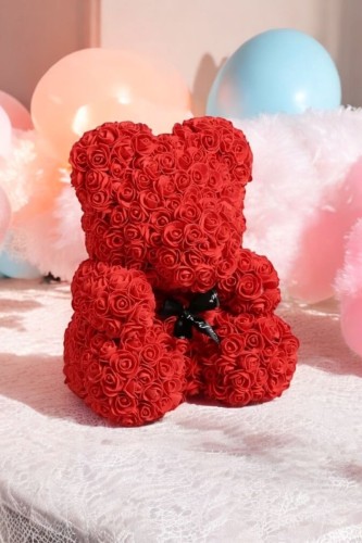 Czerwony miś z róż płatków róży laguni_1_na Walentynki.jpg