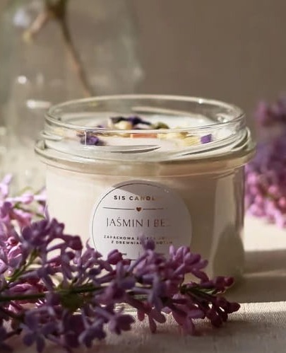 Jaśmin i Bez Świeca sojowa z drewnianym knotem Jaśmin i Bez 235 ml Sis Candles