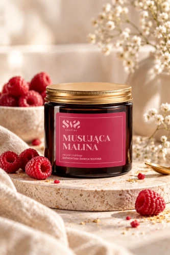 Świeca sojowa Musująca malina SIS Candles lagunu.pl.png