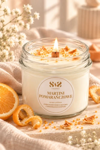 Martini Pomarańczowe Świeca sojowa z drewnianym knotem 175g Sis Candles